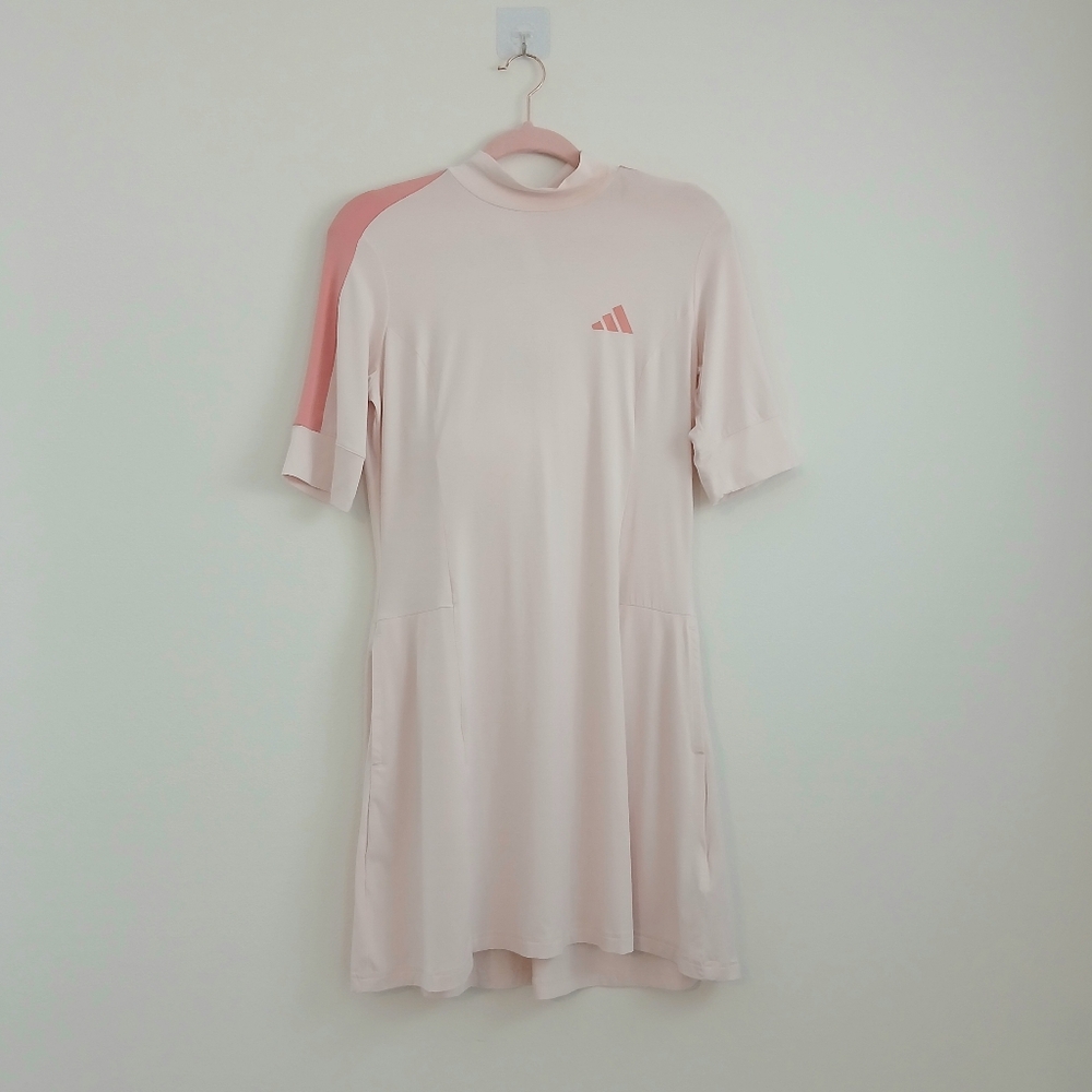 Adidas Pink Mock Neck Cuffed Sleeve Mini Dress with Shorts